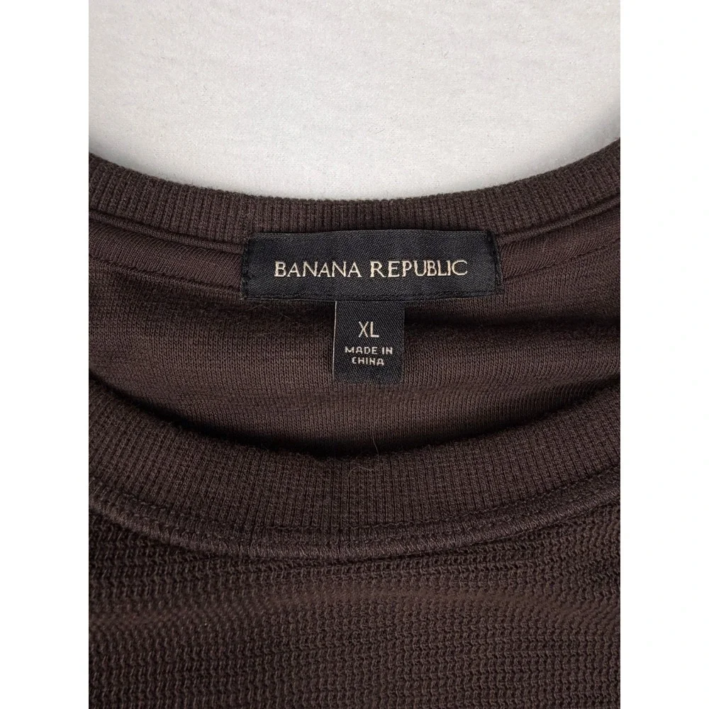 Banana Republic Mens XL Brown Waffle Knit Long Sleeve Crewneck Thermal